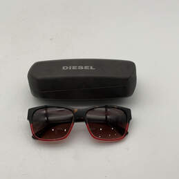 Womens DL0012 Black Red Tortoise Full Rim Wayfarer Sunglasses With Case