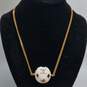 CHANEL Gold Tone Ball Motif Rhinestone Pendant Necklace W/C.O.A 15.7g image number 2