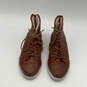 Mens Brown Leather Round Toe Lace Up High Top Sneaker Shoes Size 7.5 image number 4