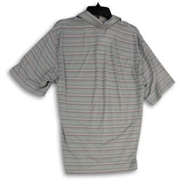 Mens Gray Striped Collared Short Sleeve Side Slit Polo Shirt Size Medium alternative image