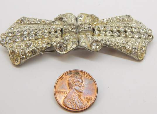 Vintage Coro Duette Icy Rhinestone & Silver Tone Convertible Brooch 24.1g image number 4