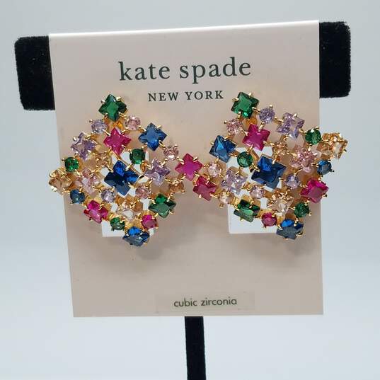 Kate Spade New York Rainbow Gemstone Square Ladies clip-on Earrings NWT image number 2