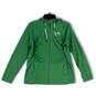 Womens Green Ruched Long Sleeve Drawstring Pockets Full-Zip Hoodie Size L image number 1