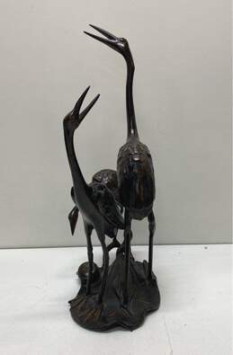 Wild Woods Imports Bronze Cranes 18 in Tall Metal Statue Wild Life Sculpture