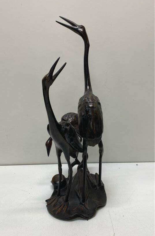Wild Woods Imports Bronze Cranes 18 in Tall Metal Statue Wild Life Sculpture image number 1