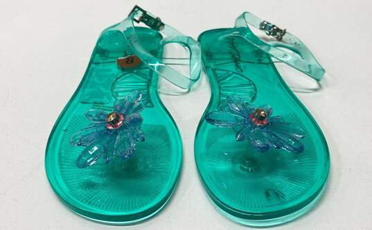 Betsey Johnson Tabby Floral Green Jelly Thong Sandals Shoes Size 8 M image number 2