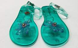 Betsey Johnson Tabby Floral Green Jelly Thong Sandals Shoes Size 8 M alternative image