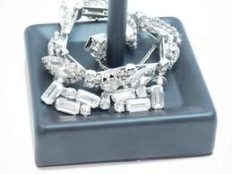 VNTG Weiss Icy Rhinestone Screw Back Earrings & Bracelet w/ Safety Chain 29.7g