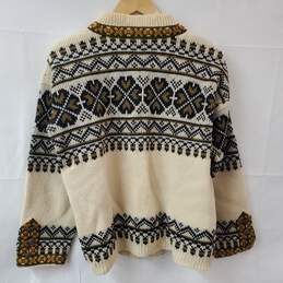 Vintage Gann Sporty Norwegian Wool Brown Cream Cardigan Sweater Women's 48 XL alternative image