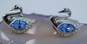 2 Swarovski Blue & Clear Crystal Silver Tone Swan Pins 8.6g image number 2