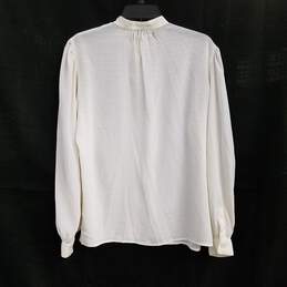 Christian Dior Womens Ivory Long Sleeve Round Neck Blouse Top Size 14 alternative image