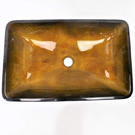 Magick Woods Gold Foil Rectangle Filigree Glass Vessel Bathroom Sink image number 4