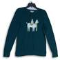 LOFT Outlet Womens Green White Llama Long Sleeve Crew Neck Pullover Sweater Sz M image number 1