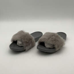 Womens Royale 1018875 Gray Faux Fur Open Toe Slip-On Slide Sandals Size 9 alternative image