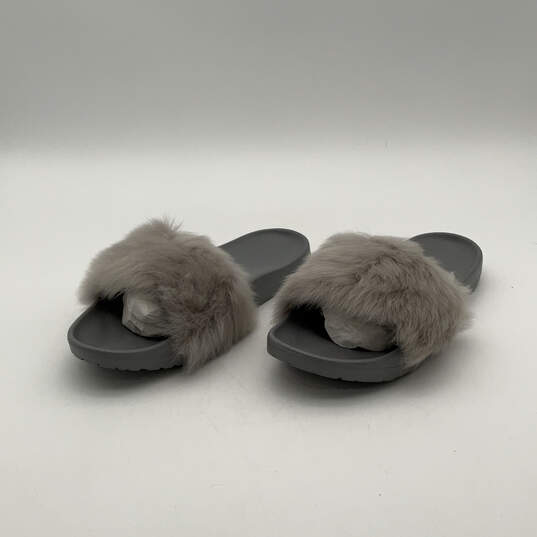 Womens Royale 1018875 Gray Faux Fur Open Toe Slip-On Slide Sandals Size 9 image number 2