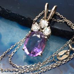 Sterling Silver Amethyst Neckless CZ Accent