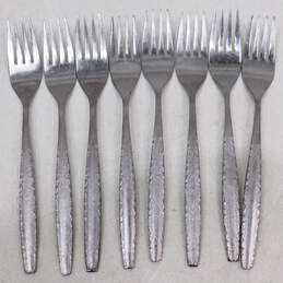 Edward Don & Co BALI Stainless Textured Flatware Set of 8 Dinner Forks