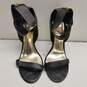 BEBE Gold Ankle Plate Black Leather Pump Heels Shoes Size 10 B image number 3