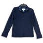 Mens Blue Mock Neck Long Sleeve Quarter Zip Pullover Sweater Size Small image number 1