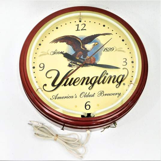 Yuengling Lager Beer Americas Oldest Brewery Neon Lighted Advertising Wall Clock image number 1