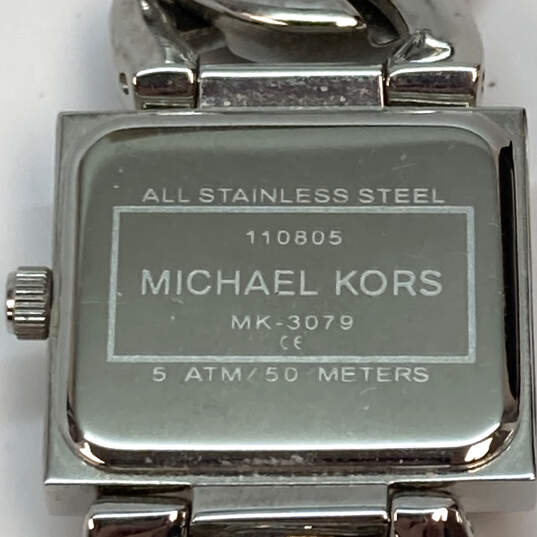 Designer Michael Kors MK-3079 Silver-Tone Stainless Steel Analog Wristwatch image number 4