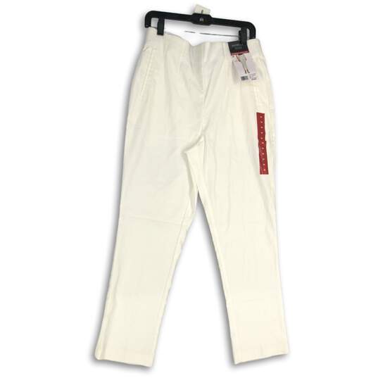 NWT Rafaella Womens White Flat Front Stretch Skinny Leg Ankle Pants Size 14 image number 1
