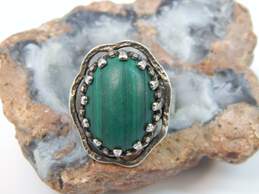 Or Paz Israel Sterling Silver Oval Malachite Cabochon Ring 9.5g