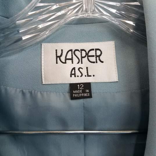 Kasper A.S.L. dusty blue 2 piece skirt suit women's 12 nwt image number 3