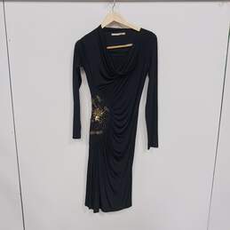 Class Roberto Cavalli Women's Black Floral Sequin Beaded Dress Size 8