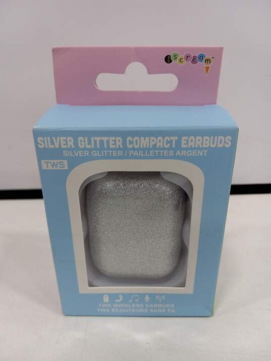 Silver Glitter Compact Earbuds New IOB image number 1