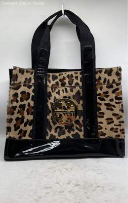 Tory Burch Womens Black With Design Animal Print Handbag