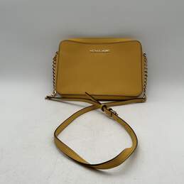 Michael Kors Womens Yellow Leather Adjustable Strap Zipper Crossbody Bag Purse