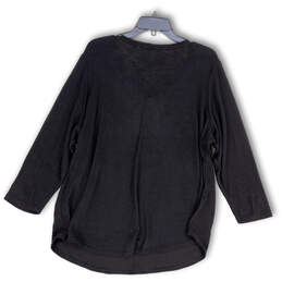 NWT Womens Lace Black Long Sleeve Stretch Pullover Blouse Top Size 1X alternative image