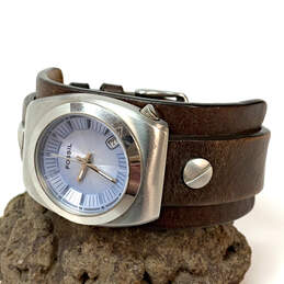 Designer Fossil Silver-Tone Adjustable Strap Round Dial Analog Wristwatch