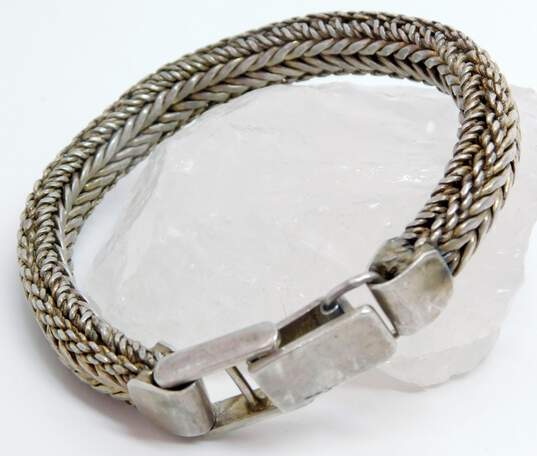 (G) KC Indo 925 Fancy Braided Foxtail Chunky Chain Statement Bracelet image number 4