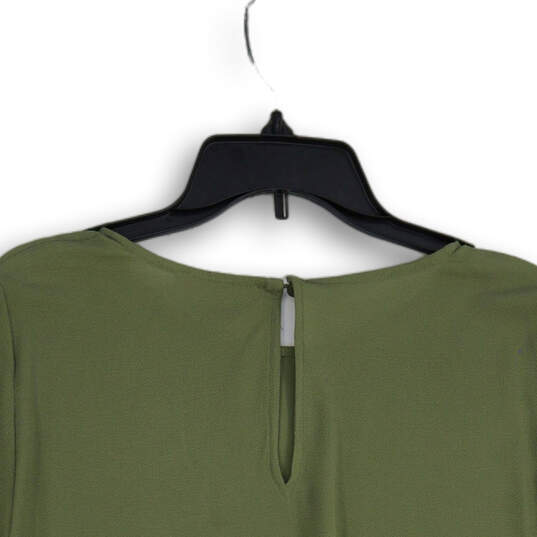 Womens Green Round Neck Short Sleeve Back Keyhole Blouse Top Size Large image number 4