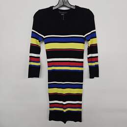Multi-Colored Striped Sweater Dress