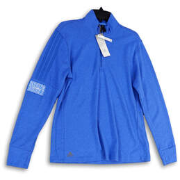 NWT Mens Blue Long Sleeve 1/4 Zip Mock Neck Pullover Sweatshirt Size X-Large