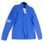 NWT Mens Blue Long Sleeve 1/4 Zip Mock Neck Pullover Sweatshirt Size X-Large image number 1