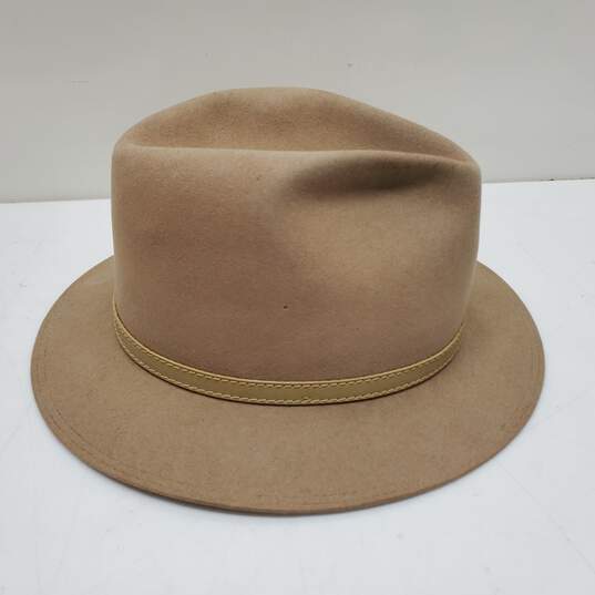 Vintage Beaver Hats Genuine Fur Felt Tan Fedora Hat Men's 7 1/8 image number 2