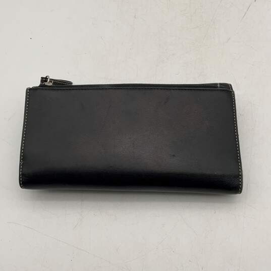 Coach Womens Black Silver Leather Card Slots Flap Magnetic Trifold Wallet image number 2