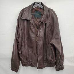 Danier MN's Genuine Leather Brown Bomber Jacket Size XL