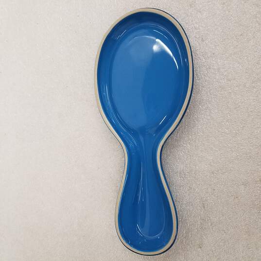 Buy the Caribbean Blue Ceramic Spoon Rest Approx. 10 In. | GoodwillFinds