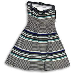 Womens Multicolor Striped Strapless Knee Length A-Line Dress Size 4
