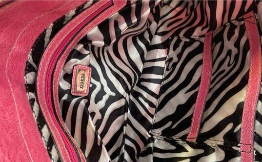 GUESS Pink Nylon Leather Pleated Satchel Bag image number 6