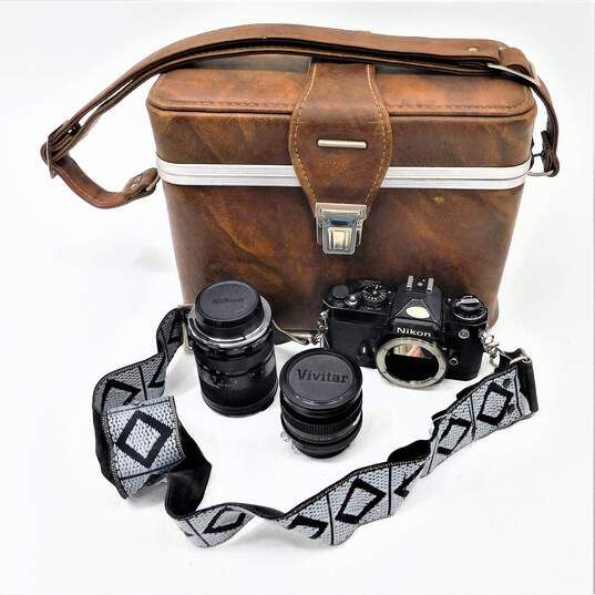 Nikon FE SLR 35mm Film Camera With 2 Lenses & Case image number 1