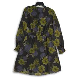 NWT Loft Womens Multicolor Floral V-Neck Long Sleeve Mini Dress Size Large alternative image