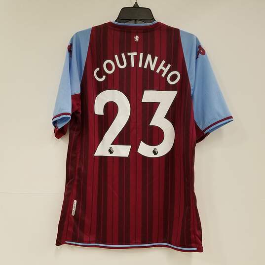 Mens Red Blue Aston Villa Philippe Coutinho#23 Football Club Jersey Size L image number 2