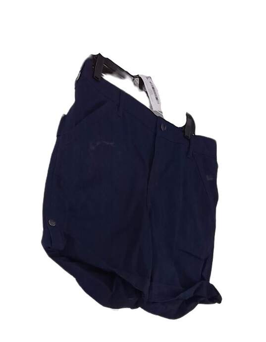 Womens Blue Flat Front Slash Pockets Casual Chino Shorts Size 16 image number 3