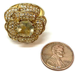 Designer Stella & Dot Gold-Tone Crystal Cut Stone Flower Band Ring alternative image